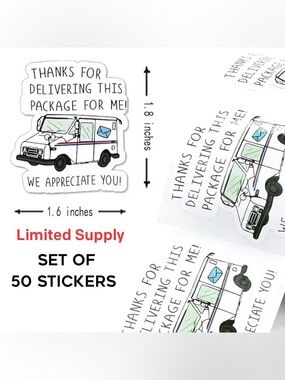 50 Thank You Mail Carrier Packages Shipping Stickers